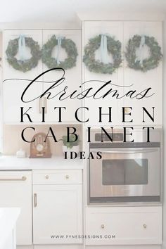 christmas kitchen cabinet ideas with wreaths on the wall