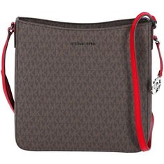 Elevate your style with the Michael Kors Women's Jet Set Travel Large Messenger Bag Crossbody. Crafted from logo-print canvas with 100% leather trim, this versatile bag features an adjustable strap with a 22-inch drop for comfortable wear. The zip closure and interior pockets provide secure storage, while the charm and exterior snap pocket add a touch of sophistication. With its spacious 10.5" x 10" x 3" dimensions, this bag is perfect for everyday use or travel. Size: L.  Color: Multicolor.  Ge Travel Size, Michael Kors Jet Set, Jet Set, Leather Trim, Bright Red, Coach Handbags, Handbag Accessories, Cloth Bags, Logo Print