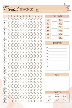 a printable planner with the words perfect tracker on it