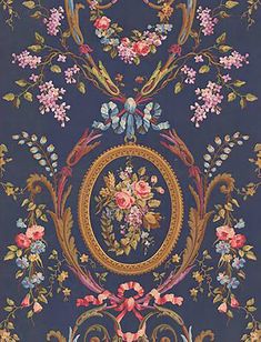 an ornately decorated wallpaper with flowers and leaves