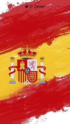 the flag of spain is painted in red, yellow and white