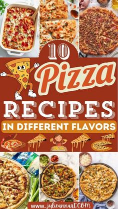 the cover of 10 pizza recipes in different flavors