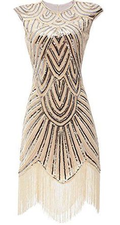 Fringe Midi Beaded Sequin Vintage Inspired Prom Dress - Sparkly Prom Dress Vintage Inspired Prom Dress, Cap Sleeves Dress, Great Gatsby Dresses, Sparkly Prom Dress, Sparkly Prom Dresses, Gatsby Dress, Gatsby Style, 20s Fashion, 1920s Dress