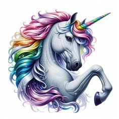 Diamond painting of a unicorn with a rainbow mane and horn Unicorn Diy, Unicorn Artwork, Mermaid Photos, Unicorn Pictures, Products Photography, Diamond Pen, Art Creativity, Beautiful Unicorn, Modern Tattoos