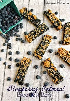 blueberry oatmeal breakfast bars on a table