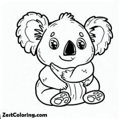 a koala bear sitting on the ground coloring page