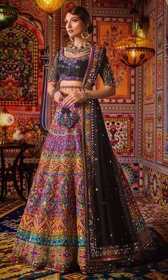 Designer Mehndi Lehnga Choli for Mehndi with Magnificent Look emblazoned with beautiful embroidery, dabka and sequins. This lehnga is unique in style and have classy look and perfect choice for traditional bride. Choli: Top choli for bridal mehndi lehnga in navy blue color is embellished with fully embroidered, dabka, nakshi, stones, cutdana, crystals work. Neckline is decor with Full length Sleeves have a embroidery. Fabric used for this is raw silk. Lehnga: Stylish Lehnga in navy blue color is Mehndi Lehnga, Designer Mehndi, Pakistani Mehndi Dress, Baju Kahwin, Mehndi Dress, Sabyasachi Lehenga, Wedding Lehenga Designs, Lehnga Dress, Indian Bride Outfits