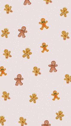 gingerbread cookies are arranged in rows on a white background