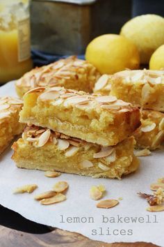 lemon almond bars stacked on top of each other