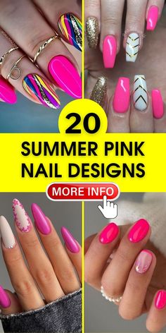 Elevate your nail game with summer pink nail designs featuring 2024's hottest trends: acrylic french tips hot and coral hues. Whether you're planning a toenails pedicure ideas session or looking for simple short styles, these pretty and trendy designs are a must-try for a chic beach hot look. Nail Designs Neon, Pink Gel Nails Designs, Nail Designs Hot Pink, Bright Pink Nails, Neon Pink Nails, Pink Summer Nails, Summer Gel Nails, Pink Gel Nails, Bright Summer Nails