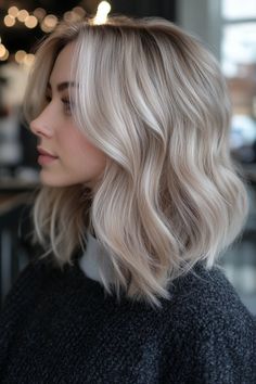 Medium Skin Blonde Hair, Winter Blonde Hair Shadow Root, Winter Ice Blonde Hair, Ashy Fall Blonde, Winter Ash Blonde Hair Color, Blond Winter Hair Color, Cool Winter Blonde Hair, Winter Blonde Hair Color Ideas, Very Blonde Balayage