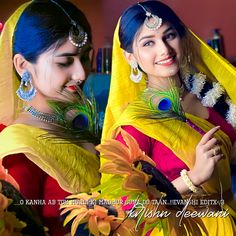 two beautiful women dressed in bright colored clothing