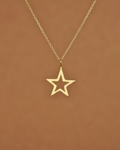 Gold star necklace, celestial necklace, wish upon a star, twinkle twinkle little star, 14k gold vermeil star outline, 14k gold filled chain A perfectly cute and tiny 14k gold vermeil star hanging from a 14k gold filled chain in the length of your choice! Please feel free to select a different length chain if you prefer. The star measures 16mm and is also available in sterling silver. Looking for other charm necklaces? https://www.etsy.com/shop/BubuRuby?section_id=12318467 More from Bubu Ruby? ht Gold Star Necklace, Gold Star Pendant, Star Outline, Little Sister Gifts, Wish Upon A Star, Star Necklace Silver, Necklace Star, Star Necklace Gold, Celestial Necklace