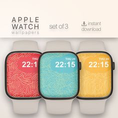 Abstract Apple Watch Wallpaper bundle set of 3 Apple Watch Faces, Colorful Smartwatch lock screen, Reb Blue Yellow watch Wallpapers, Bright colors Apple watch background, Swirls pattern Apple Watch Screensaver, Watch Lockscreen Colorful iwatch Wallpaper, Apple iwatch series, Apple watch wallpaper that fits most square screen Smart watches. This is an easy and creative way to style your Apple Watch! Mix & match with the watch face, the watch band and your outfit! ⭐️ Need more ideas? Visit our col Watch Lockscreen, Watch Wallpapers, Art Apple, Yellow Watches, Apple Watch Face, Watch Digital, Blue Apple, Wallpaper Set, Iwatch Apple