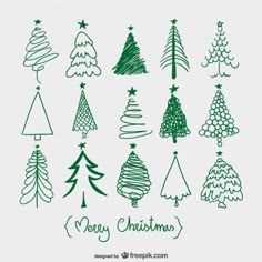 an image of christmas trees drawn on paper with the words arbres de noel croquiis