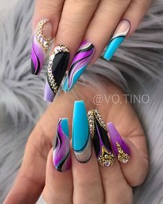 Nails🎀Fascination on Instagram: “@NailsFascination Beautiful🎀Art by @vo.tino #NailsFascination • • 🎀Follow @NailsFascination for more Beautiful Nail Designs.🎀 • • 🎀Tag Your…” Ballerina Acrylic Nails, Acrylic Coffin Nails, Nails Design Ideas, Colorful Nail, Acrylic Coffin, Nail Swag, Colorful Nail Designs, Beautiful Nail Designs, Acrylic Nail Art