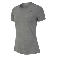 Nike Womens Legend Training Top Grey/Black Front Matching Stuff, Volleyball Clothes, Xmas Wishlist, Fitted Shirts, Nike Sweats, Summer Closet, Workout Clothing, Training Tops, Running Gear