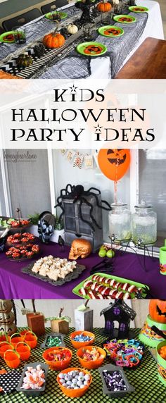 kids'halloween party ideas with lots of food and decorations