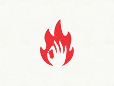 a red fire symbol on a white background