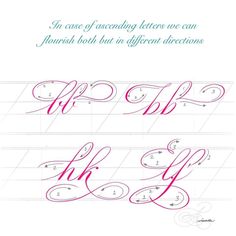 two different types of calligraphy with the letters h and l in cursive writing