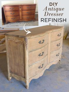 an old dresser has been refinished with chalk paint and new drawers to match