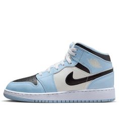 Air Jordan 1 Mid GS Ice Blue 555112-401 Jordan 1 Low Game Royal, Air Jordan 1 Mid Gs, Cute Nikes, Air Jordan 1 Low, Jordan 1 Low, Air Jordan 1 Mid, Round Toe Heels, Jordan 1 Mid