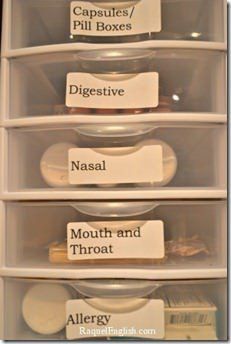 the drawers are labeled with labels for different things