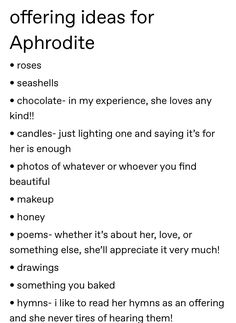 a poem with the words'offering ideas for aphrodite'in it