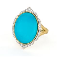 Ring Displays, Oval Cabochon, Turquoise Stone, White Diamond, Turquoise Ring, Fashion Forward, Yellow Gold, Turquoise, Stone