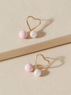 Diy Pearl Earrings, Diy Earrings Studs, Diy Earrings Materials, Pearl Earrings Handmade, Earrings Shein, Wire Wrap Jewelry Designs, Simple Stud Earrings, Pearl Decor, Bridal Gold Jewellery Designs