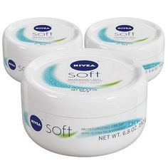 NIVEA Soft, Refreshingly Soft Moisturizing Cream, 3 Pack of 6.8 Oz Jars Nivea Moisturizer Cream, Nivea Moisturizer, Cocoa Butter Body Cream, Nivea Cream, Nivea Soft, Supple Skin, Moisturizing Face Cream, Cream For Dry Skin, Body Healing