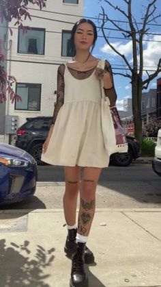 Tattoo Dress Outfit, Cannons Concert Outfit, Trendy Alternative Outfits, Tattoos With Dresses, Preppy Fall Outfits Vsco, Olive Garden Outfits, 2016 Grunge Outfits, Round Stomach Outfits, Preppy Witch Aesthetic