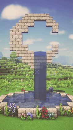 Minecraft Moon Fountain, Town In Minecraft, Moon Fountain, Fairy Minecraft, Magical Cottagecore, Fairy Town, Fairycore Fairy, The Fox