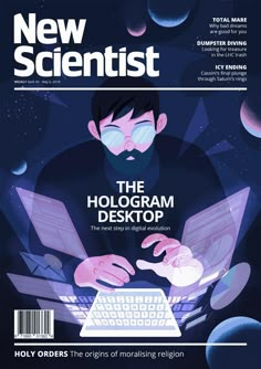 the front cover of a magazine with a man working on a laptop in his hands