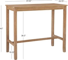 a wooden table with measurements for the top