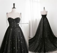 Celestial Ball Gown, Celestial Prom Dress, Starry Prom Dress, Black Star Dress, Star Prom Dress, Celestial Dress, Dress Ribbon, Prom Dress Black, Wedding Dress Evening