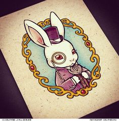 a drawing of a rabbit with a top hat and bow tie on it's head