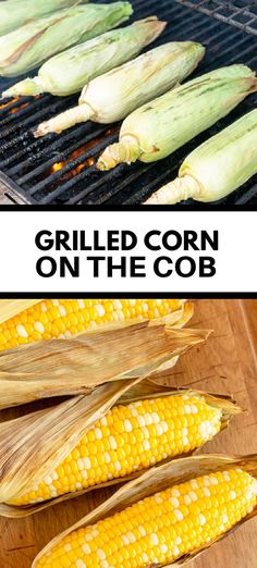 grilled corn on the cob with text overlay