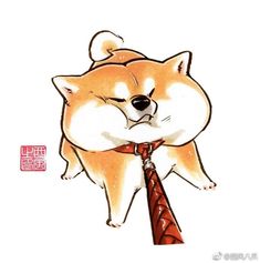 a drawing of a dog wearing a tie with its head on it's neck