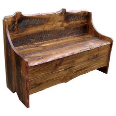 an old wooden bench that is made out of wood