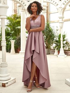 Women's V-Neck High Low Cocktail Party Dresses wedding gifte, wedding present diy, wedding invitions #weddinginspiration #weddingtime #weddinggift High Low Ball Gown, Sequin Belt, High Low Party Dresses, High Low Cocktail Dress, Formal Maternity Dress, V Neck Cocktail Dress, Moon Fashion, Simple Prom Dress, Cocktail Party Dresses