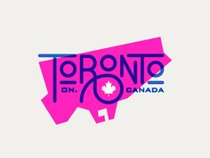 the logo for toronto on canada is shown in pink and blue with a maple leaf