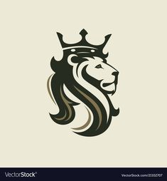 a lion with a crown on its head in black and brown colors, suitable for logos or emblems