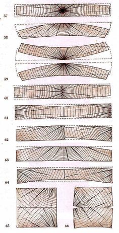 four different types of canoes are shown in this diagram, and each is drawn by hand