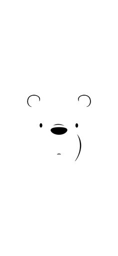 a black and white drawing of a bear's face with two eyes on it