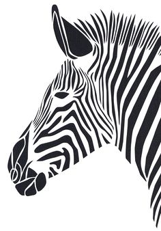 a black and white drawing of a zebra's head