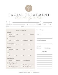 Mobile Facial Business, Esthetician Facial Products, Esthetician Policies, Facial Service Menu Ideas, Facial Intake Form