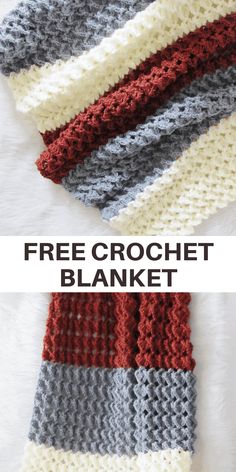 the crochet blanket is made with two different colors