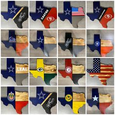 a collage of the state of texas with different flags and emblems on it