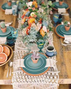 an instagram photo with the table set up for a meal and place settings on it